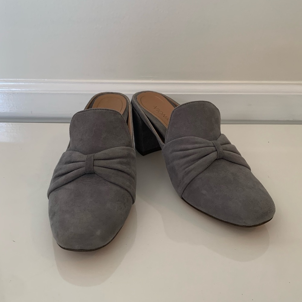 Vionic Grey Suede Mules - 7 - 2.75in heel
